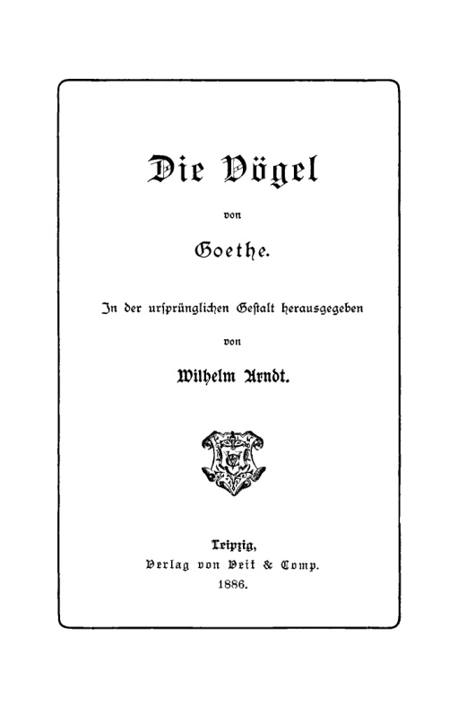 Die Vogel German Edition W Goethe Kitap Kapağı