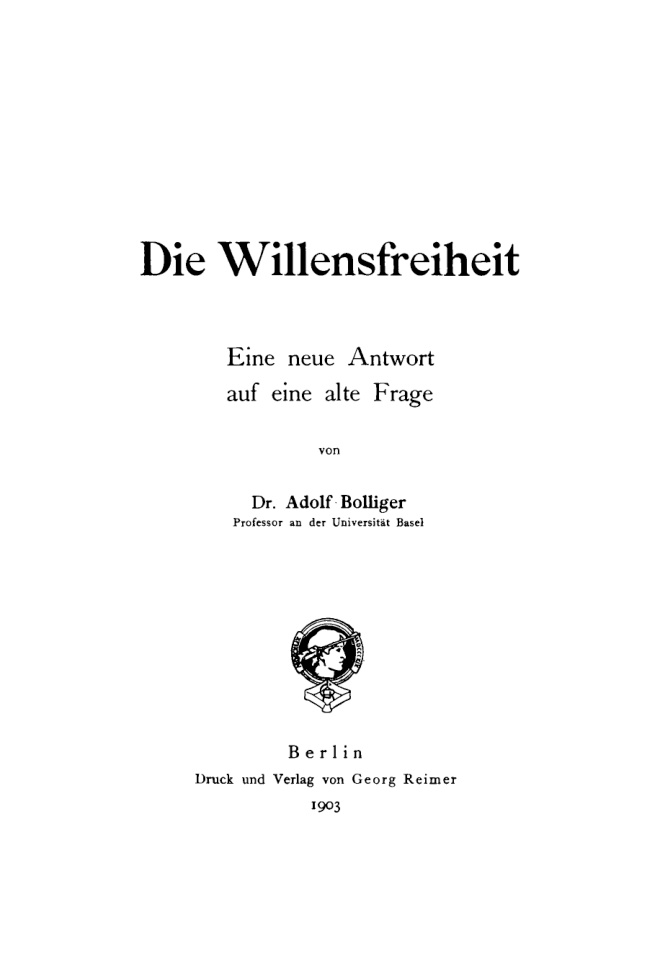 Die Willensfreiheit German Edition Adolf Bolliger Kitap Kapağı