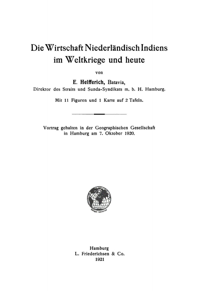 Die Wirtschaft Niederlandisch Indiens im Weltkriege und heute German Edition Emil Helfferich Kitap Kapağı