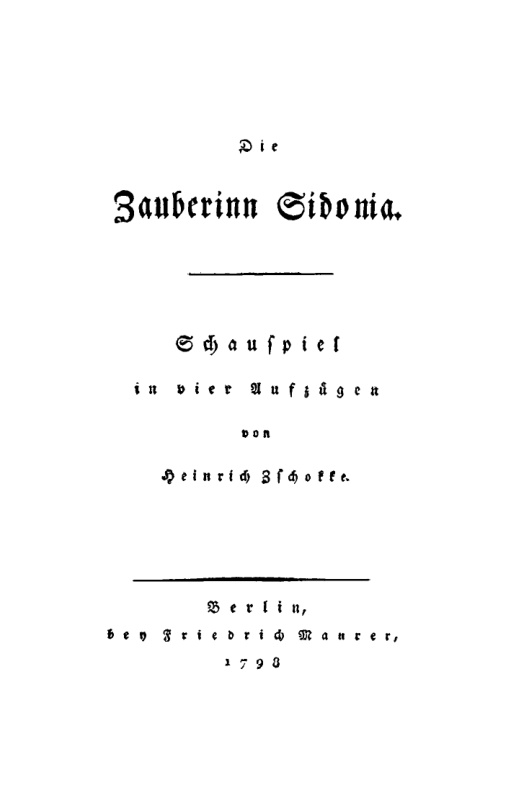 Die Zauberin Sidonia German Edition Heinrich Zschokke Kitap Kapağı