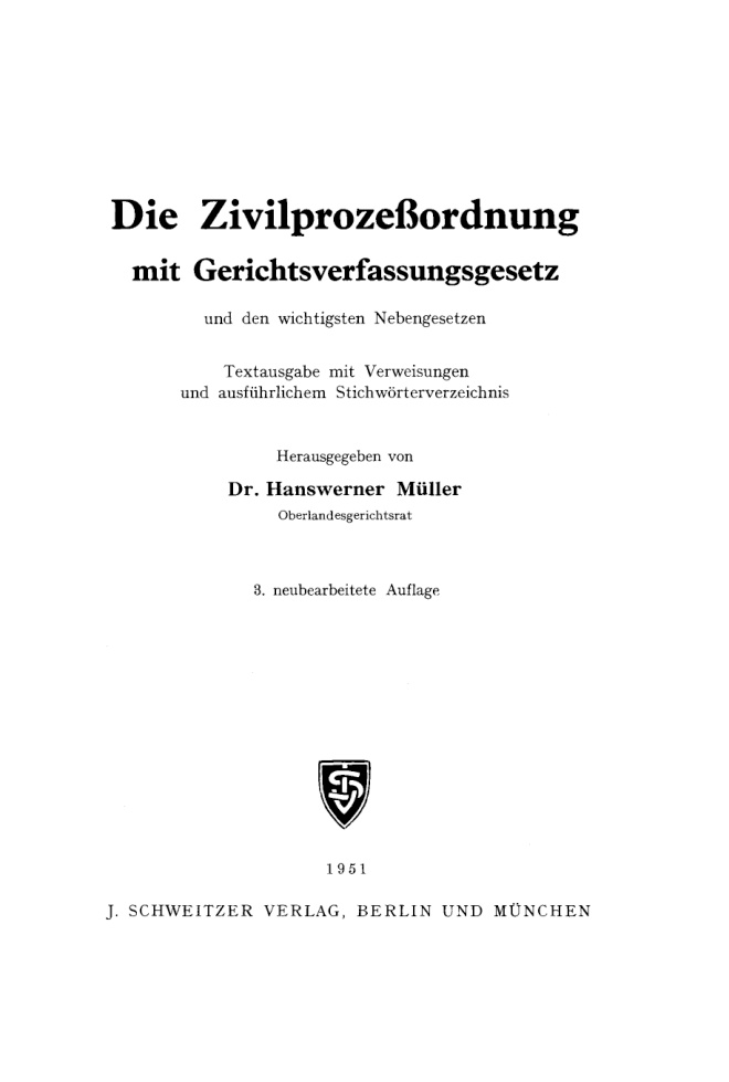 Die Zivilprozessordnung mit Gerichtsverfassungsgesetz und den wichtigsten Nebengesetzen German Edition Hanswerner Muller Kitap Kapağı