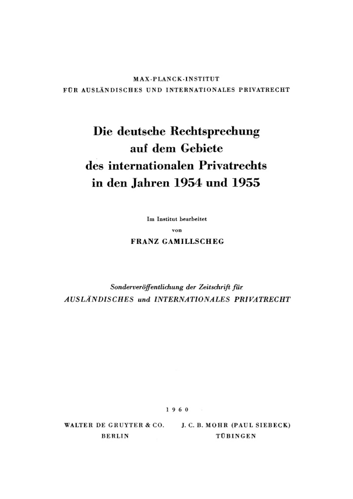 Die deutsche Rechtsprechung auf dem Gebiete des internationalen... PDF Download