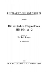 Die deutschen Flugmotoren HM 504 A 2 German Edition Karl Krieger Kitap Kapağı