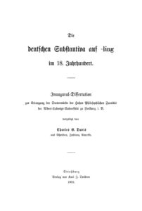 Die deutschen Substantiva auf ling im 18 Jahrhundert German Edition Charles G Davis Kitap Kapağı