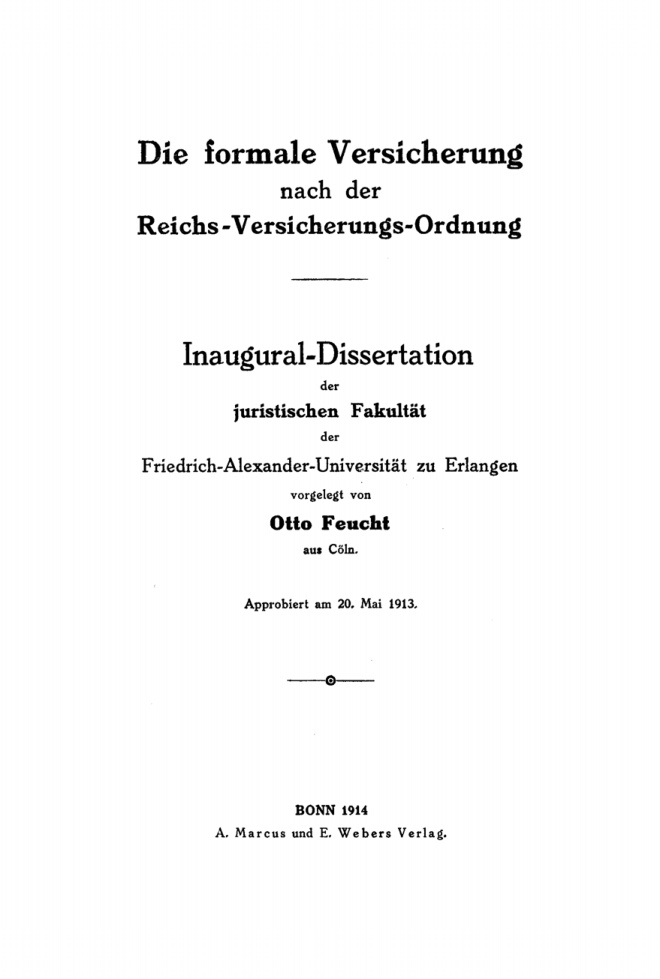 Die formale Versicherung nach der Reichs Versicherungs Ordnung German Edition Otto Feucht Kitap Kapağı