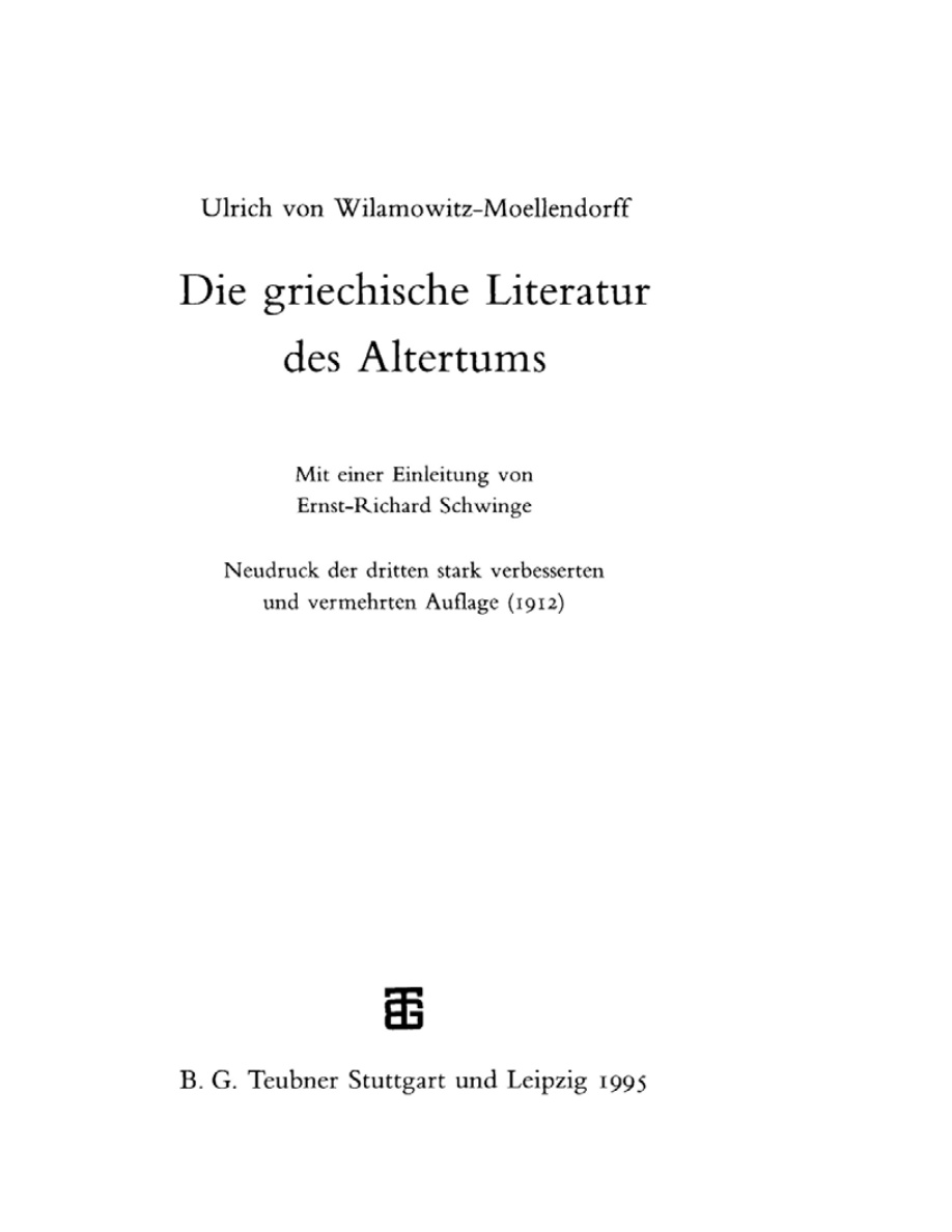 Die griechische Literatur des Altertums PDF Download