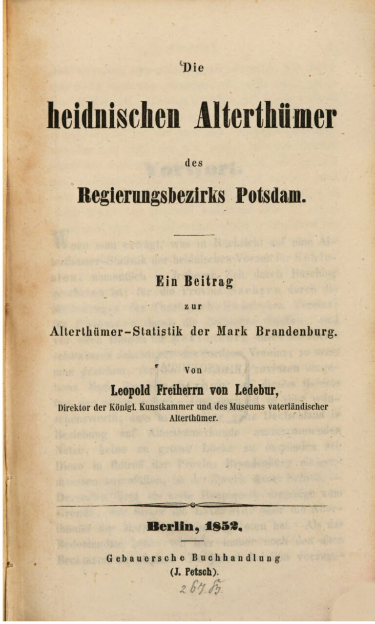 Die heidnischen Altertumer des Regierungsbezirks Potsdam German Edition Leopold von Ledebur Kitap Kapağı
