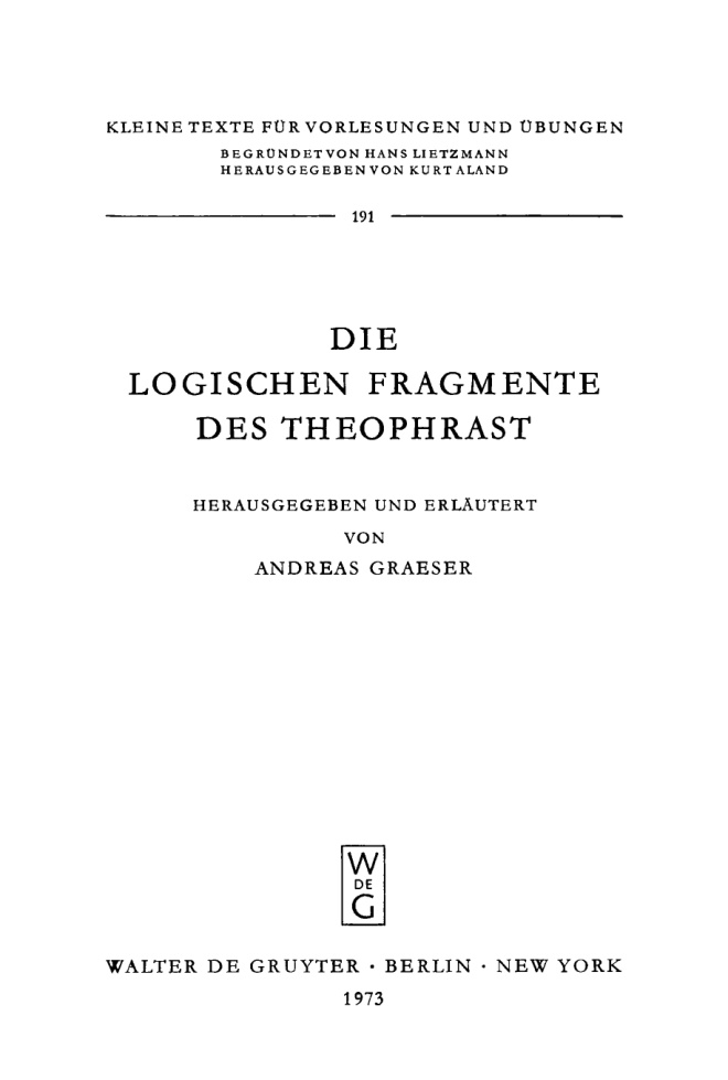 Die logischen Fragmente des Theophrast PDF Download