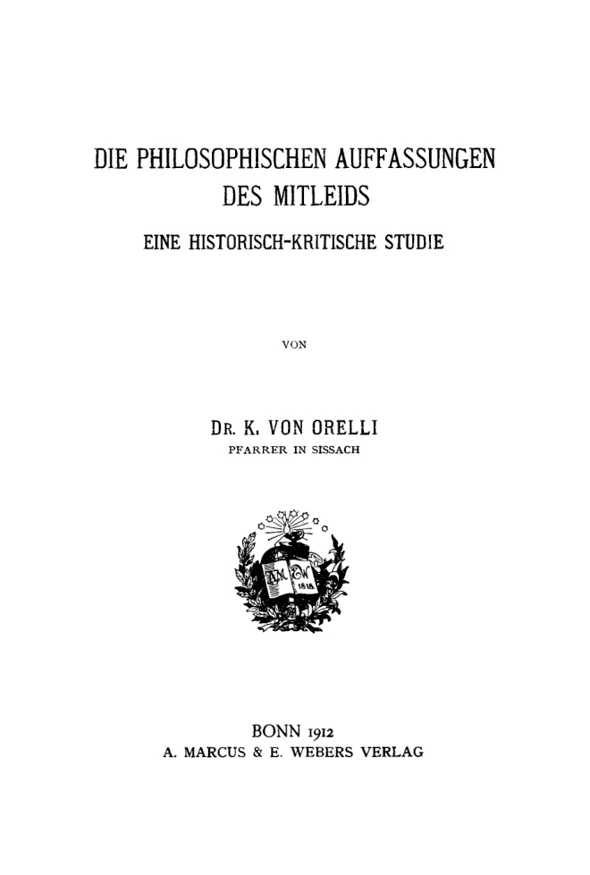 Die philosophischen Auffassungen des Mitleids German Edition Konrad Orelli Kitap Kapağı