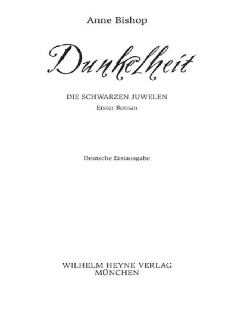 Die schwarzen Juwelen 01 Dunkelheit German Edition Anne Bishop Kitap Kapağı