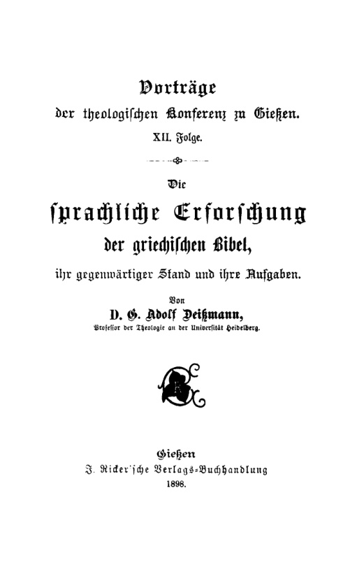 Die sprachliche Erforschung der griechischen Bibel German Edition Adolf Deissmann Kitap Kapağı