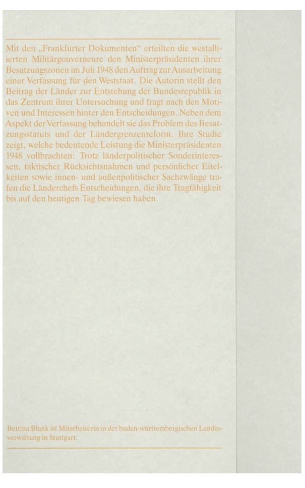 Die westdeutschen Lander und die Entstehung der Bundesrepulik German Edition Bettina Blank Kitap Kapağı