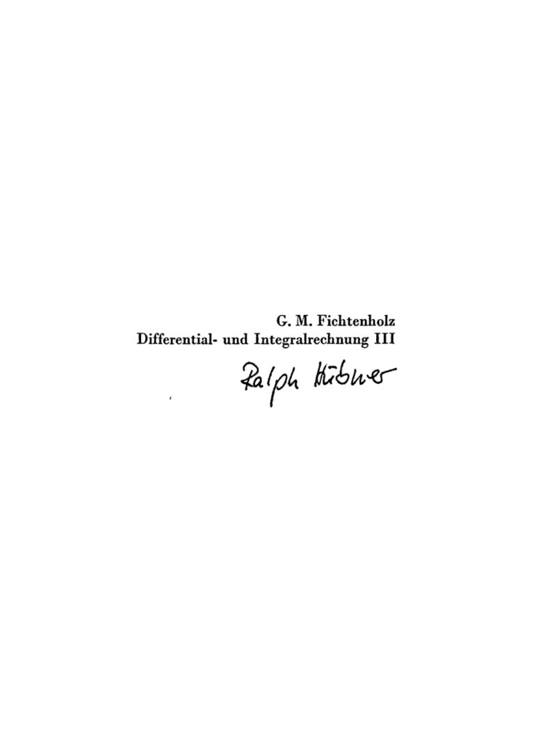 Differential und Integralrechnung Band German Edition Von G M Fichtengolz Kitap Kapağı