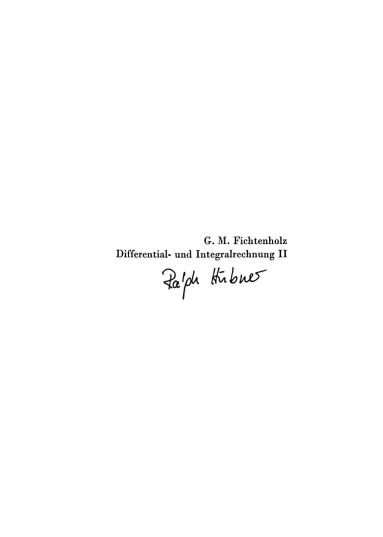 Differential und Integralrechnung Bd 2 German Edition Von G M Fichtengolz Kitap Kapağı