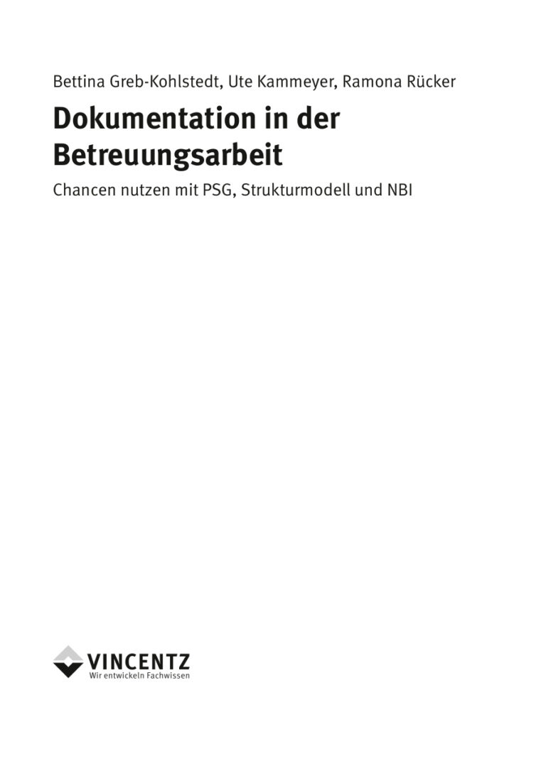 Dokumentation in der Betreuungsarbeit German Edition Bettina Greb Kohlstedt Kitap Kapağı