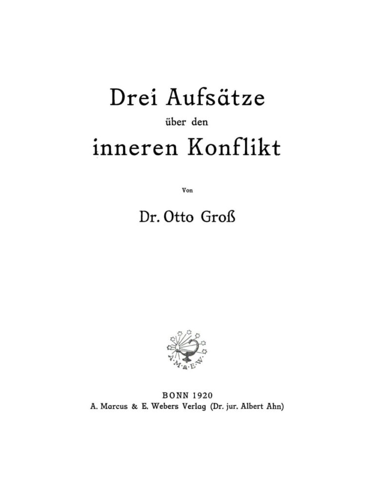 Drei Aufsatze uber den inneren Konflikt German Edition Otto Gross Kitap Kapağı