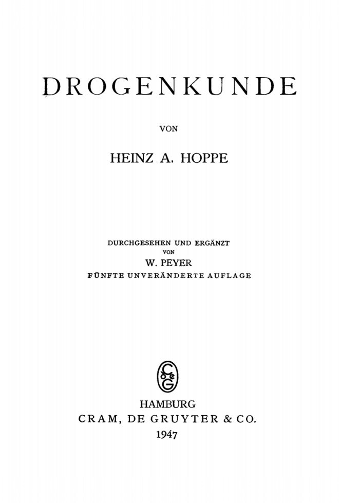 Drogenkunde German Edition Heinz August Hoppe Kitap Kapağı