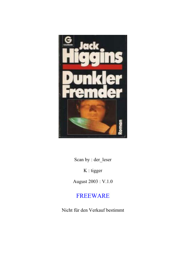 Dunkler Fremder German Edition Higgins Jack Kitap Kapağı