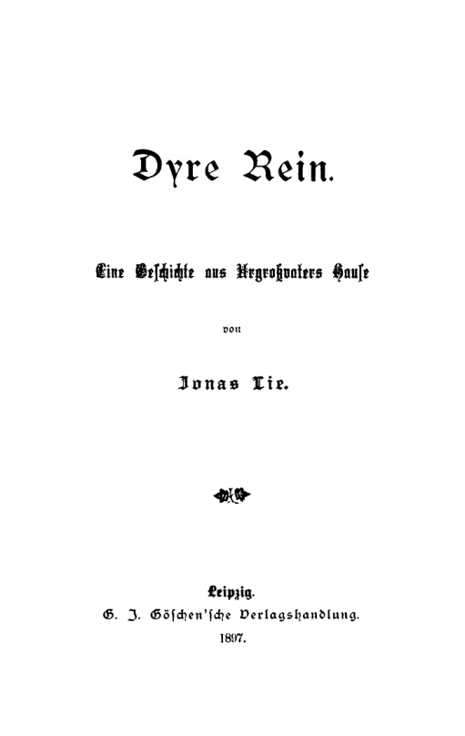 Dyre Rein German Edition Jonas Lie Kitap Kapağı