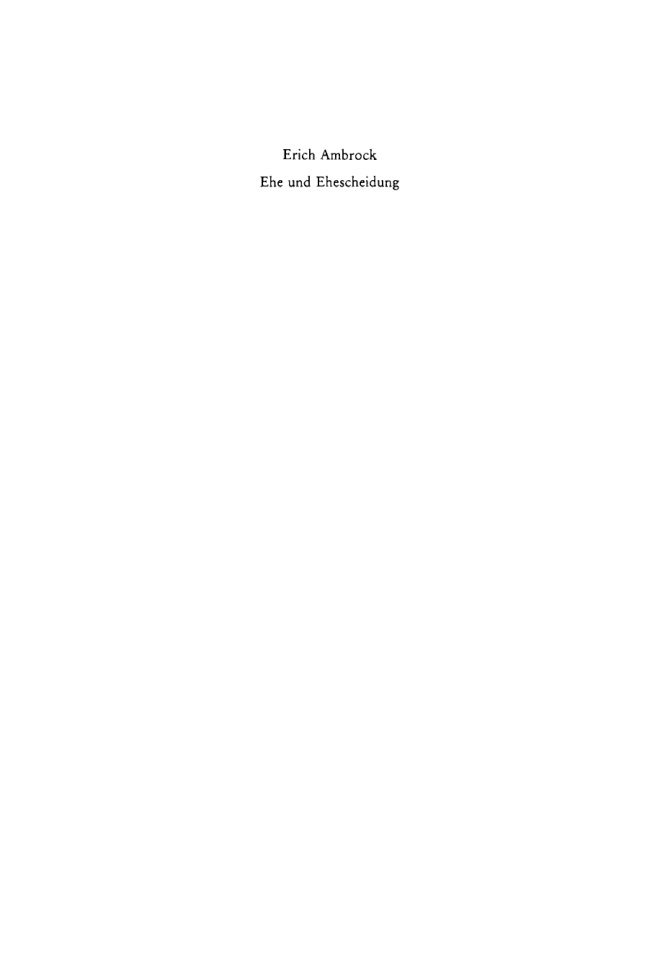 Ehe und Ehescheidung German Edition Erich Ambrock Kitap Kapağı