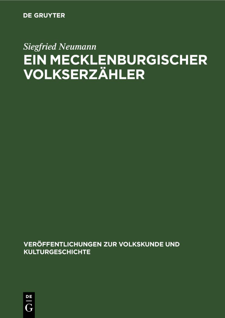 Ein Mecklenburgischer Volkserzahler German Edition Siegfried Neumann Kitap Kapağı