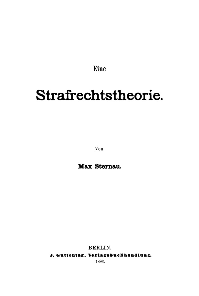 Eine Strafrechtstheorie German Edition Max Sternau Kitap Kapağı