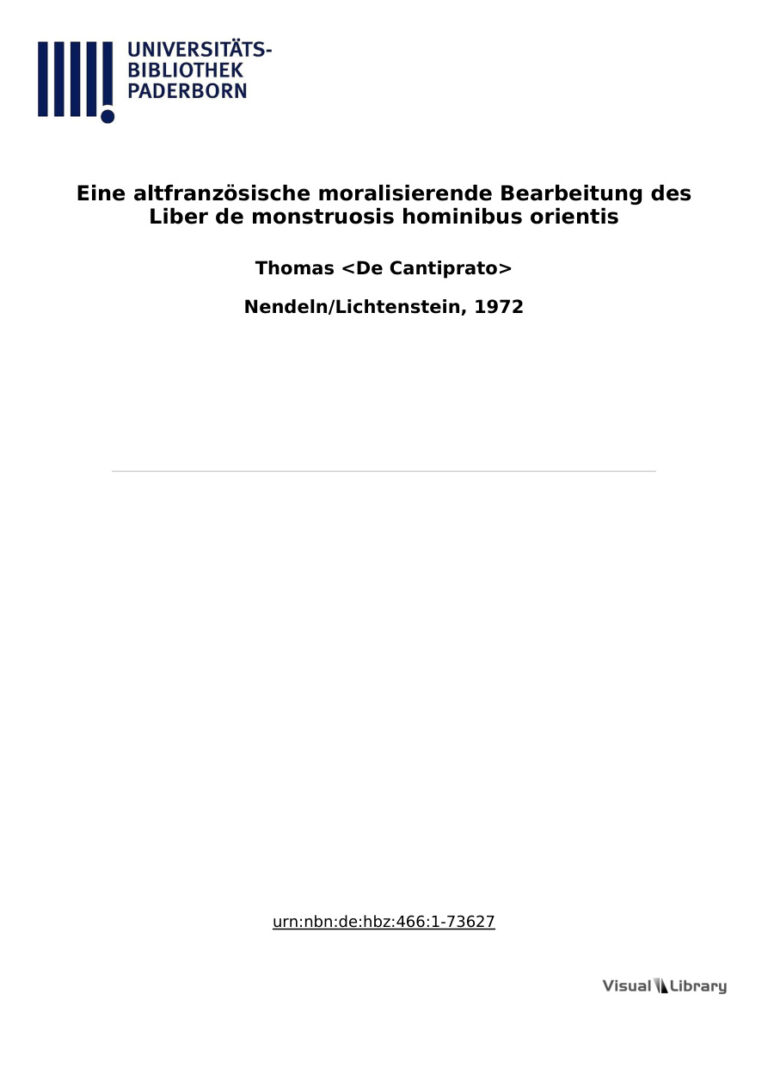 Eine altfranzosische moralisierende Bearbeitung des Liber de monstruosis hominibus orientis nach d einzigen Handschrift German Edition Kitap Kapağı