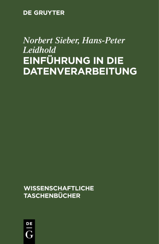 Einfuhrung in die Datenverarbeitung German Edition Norbert Sieber Kitap Kapağı