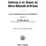 Einfuhrung in die Elemente der hoheren Mathematik und Mechanik German Edition Hans Lorenz Kitap Kapağı