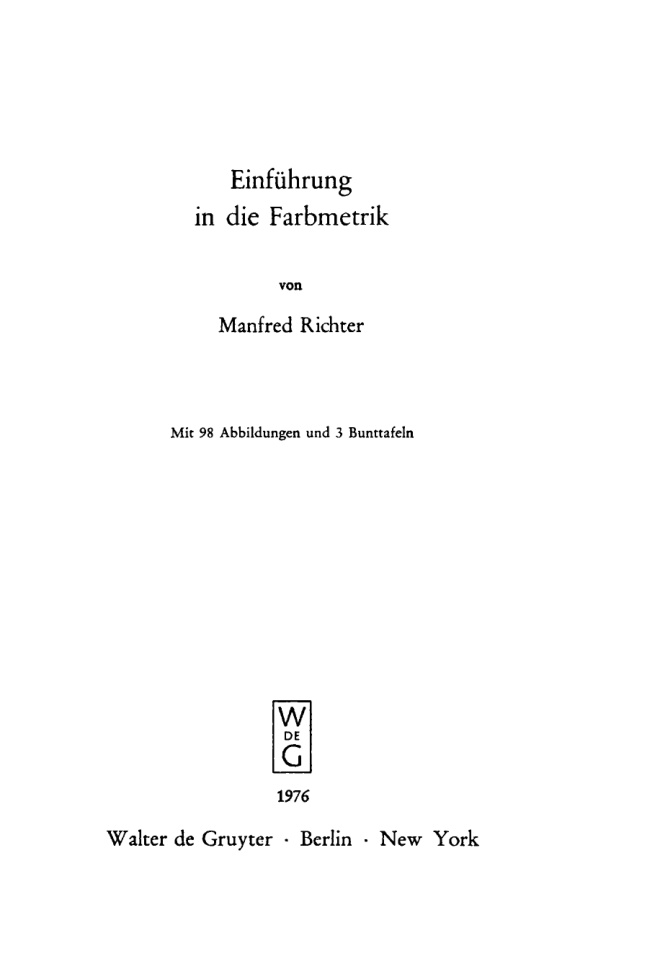 Einfuhrung in die Farbmetrik German Edition Richter Kitap Kapağı