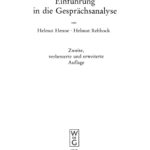 Einfuhrung in die Gesprachsanalyse German Edition Helmut Henne Kitap Kapağı