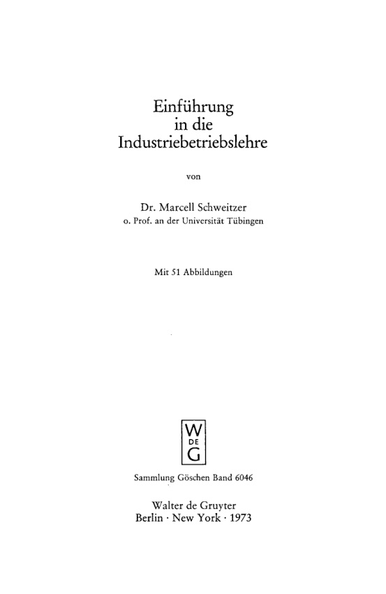 Einfuhrung in die Industriebetriebslehre German Edition Marcell Schweitzer Kitap Kapağı