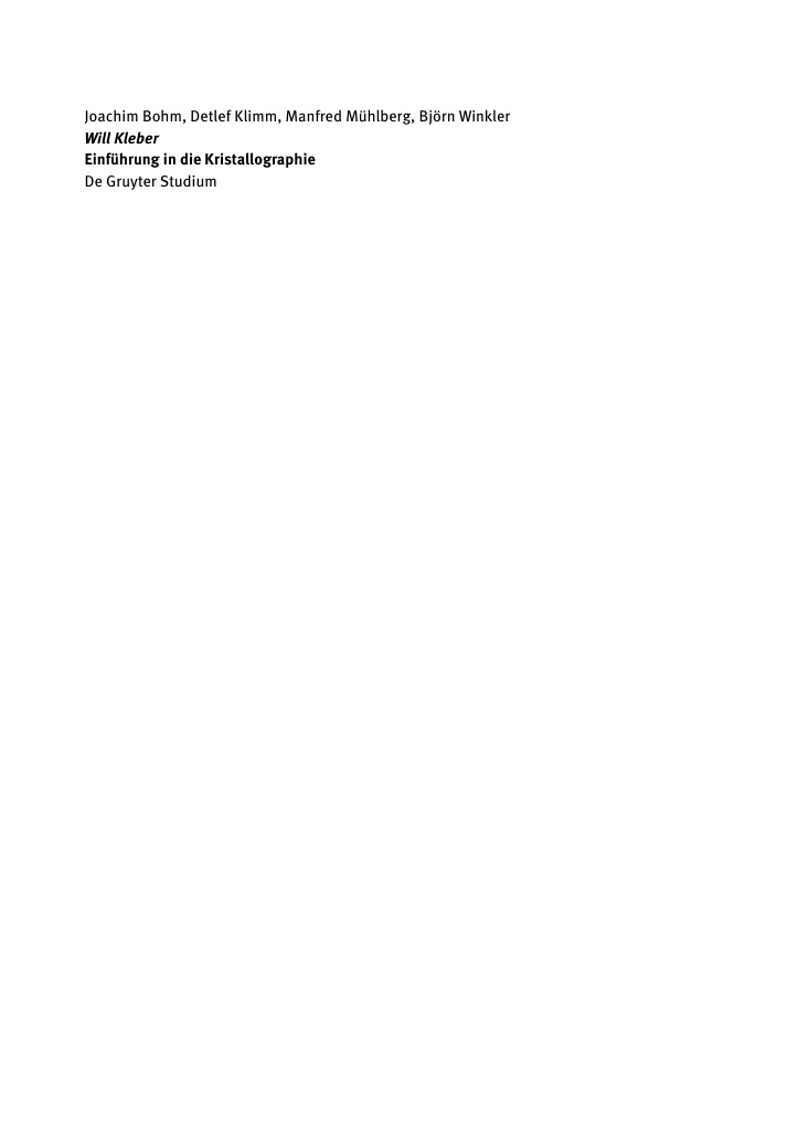 Einfuhrung in die Kristallographie German Edition Joachim Bohm Kitap Kapağı