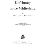 Einfuhrung in die Wahltechnik German Edition Erwin Winkel Kitap Kapağı
