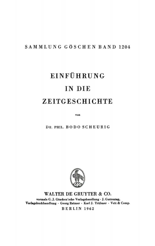 Einfuhrung in die Zeitgeschichte German Edition Bodo Scheurig Kitap Kapağı