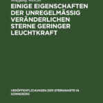 Einige Eigenschaften der unregelmassig veranderlichen Sterne geringer Leuchtkraft German Edition Wolfgang Wenzel Kitap Kapağı