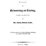 Einiges zur Erinnerung an Lessing ein Wort an unsere Zeit German Edition Ludwig Wilhelm Sachs Kitap Kapağı
