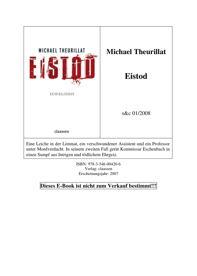 Eistod German Edition Theurillat Michael Kitap Kapağı