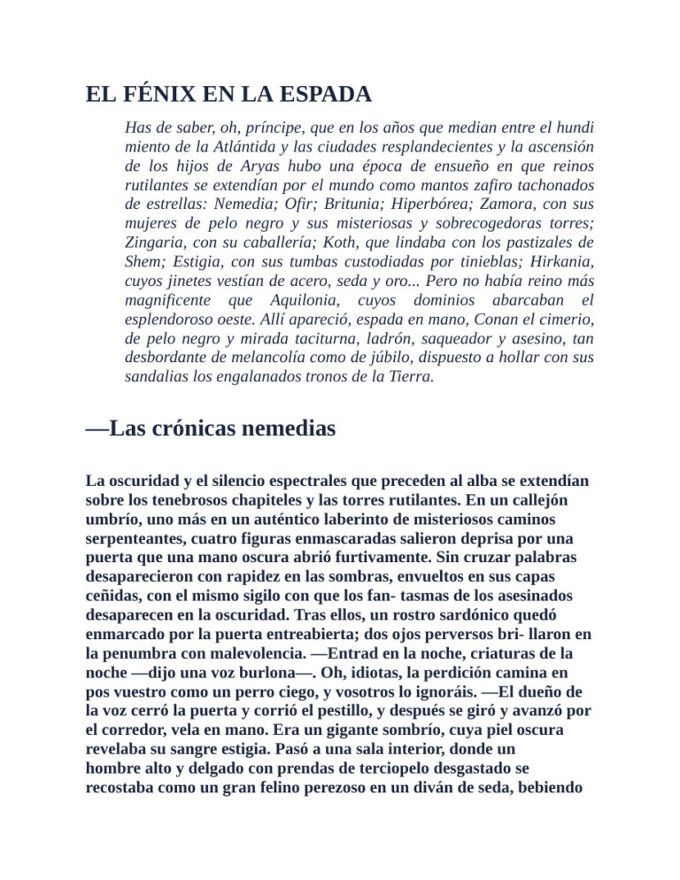 El Fenix en la Espada Cronicas Nemedias III Robert E Howard Kitap Kapağı