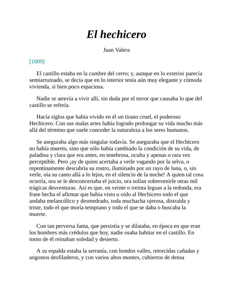 El Hechicero Juan Valera Kitap Kapağı