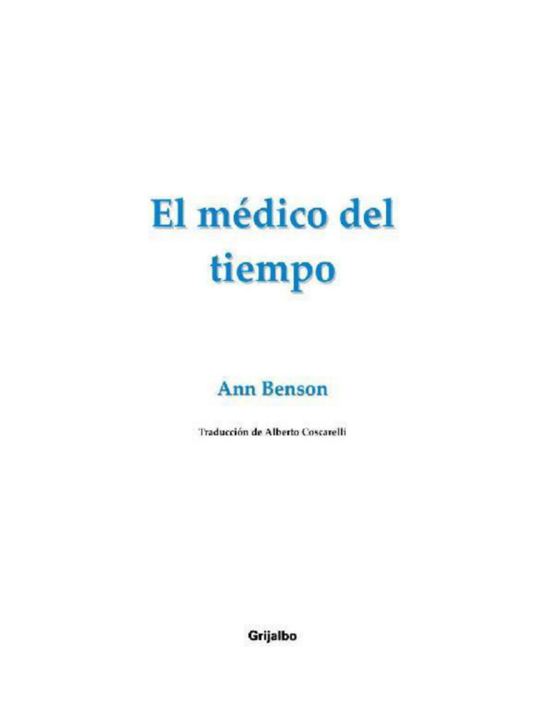 El Medico Del Tiempo Ann Benson Kitap Kapağı