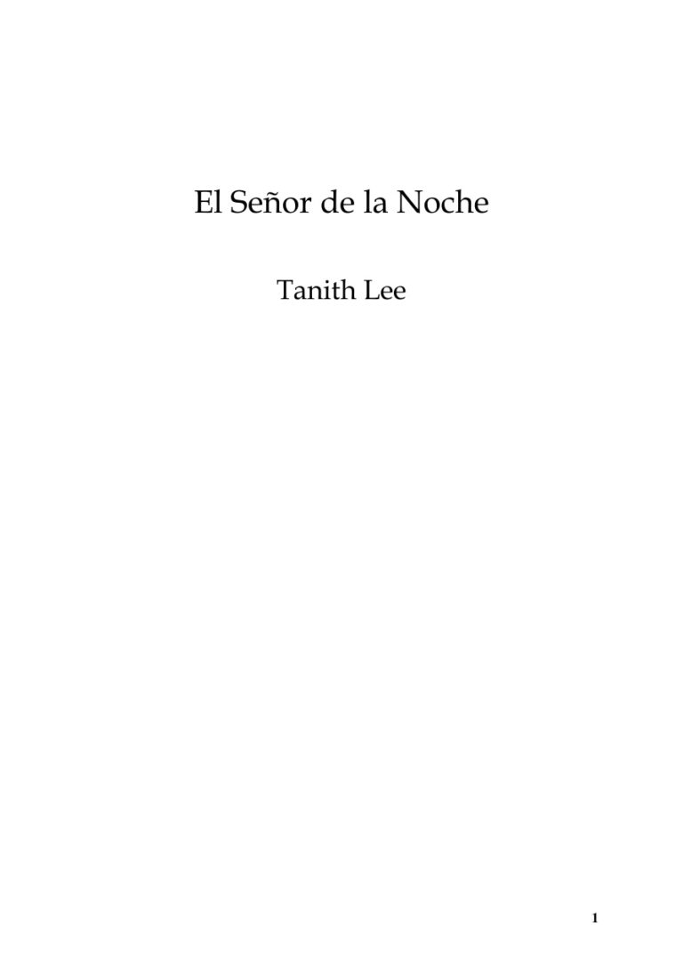 El Senor De La Noche Spanish Edition Lee Tanith Kitap Kapağı