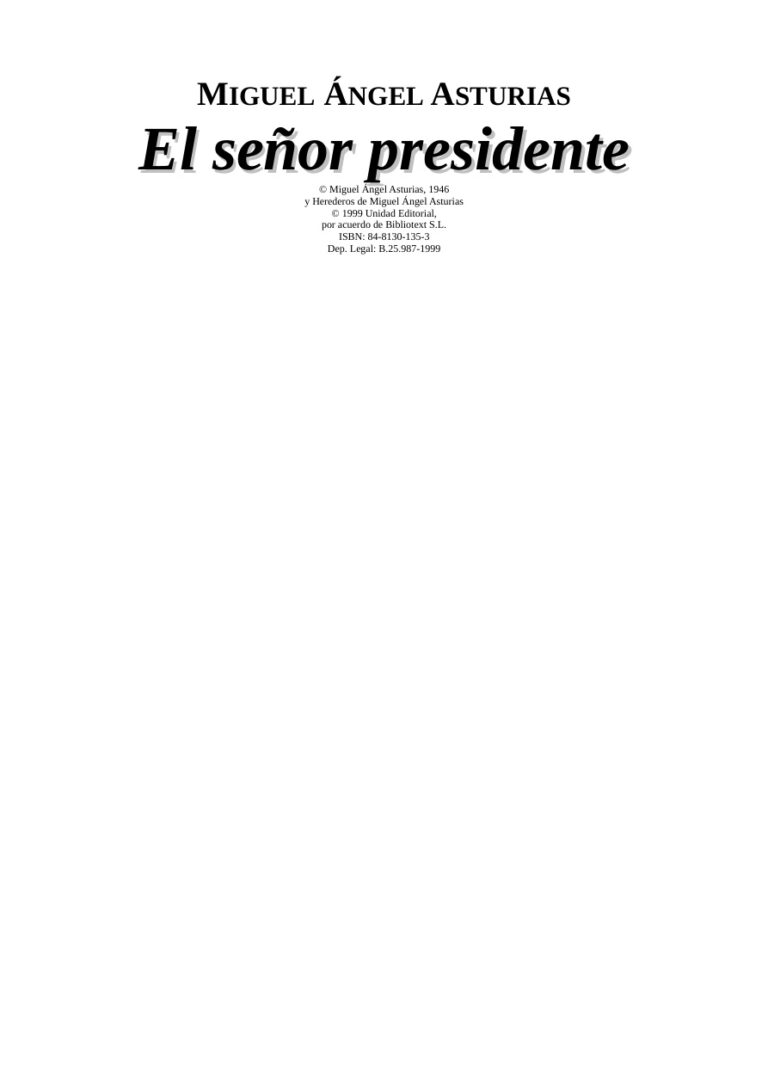 El Senor Presidente Spanish Edition Miguel Angel Asturias Kitap Kapağı
