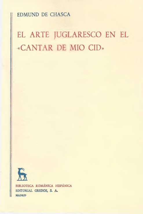El arte juglaresco en el Cantar de Mio Cid Spanish Edition Edmund de Chasca Kitap Kapağı