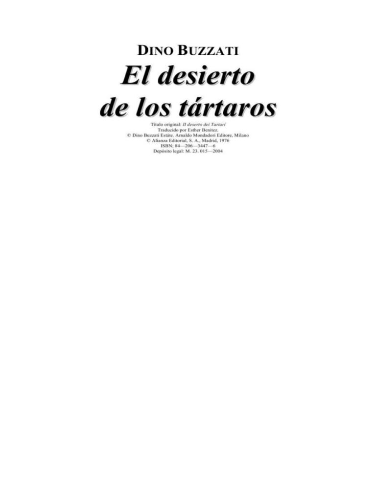 El desierto de los tartaros Dino Buzzati Kitap Kapağı