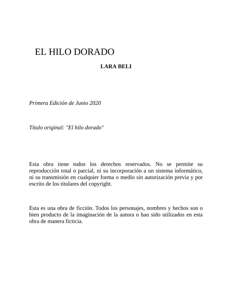El hilo dorado Lara Beli Kitap Kapağı