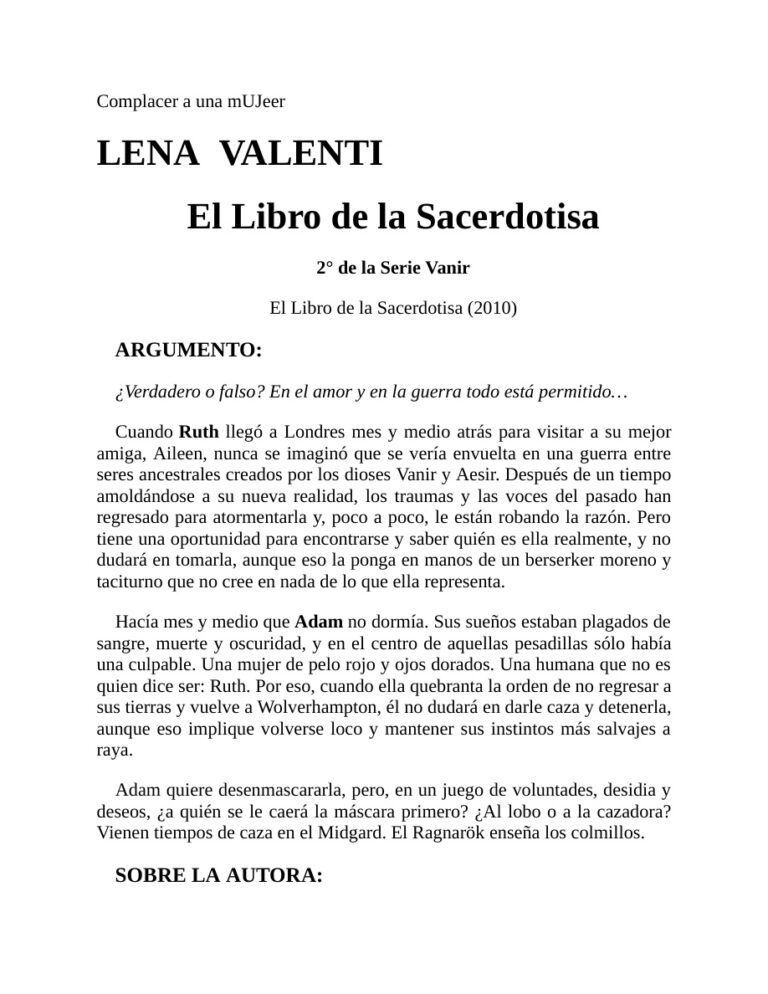 El libro de la sacerdotisa Lena Valenti Kitap Kapağı