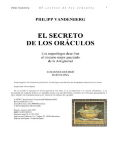El secreto de los oraculos Spanish Vandenberg Philipp Kitap Kapağı