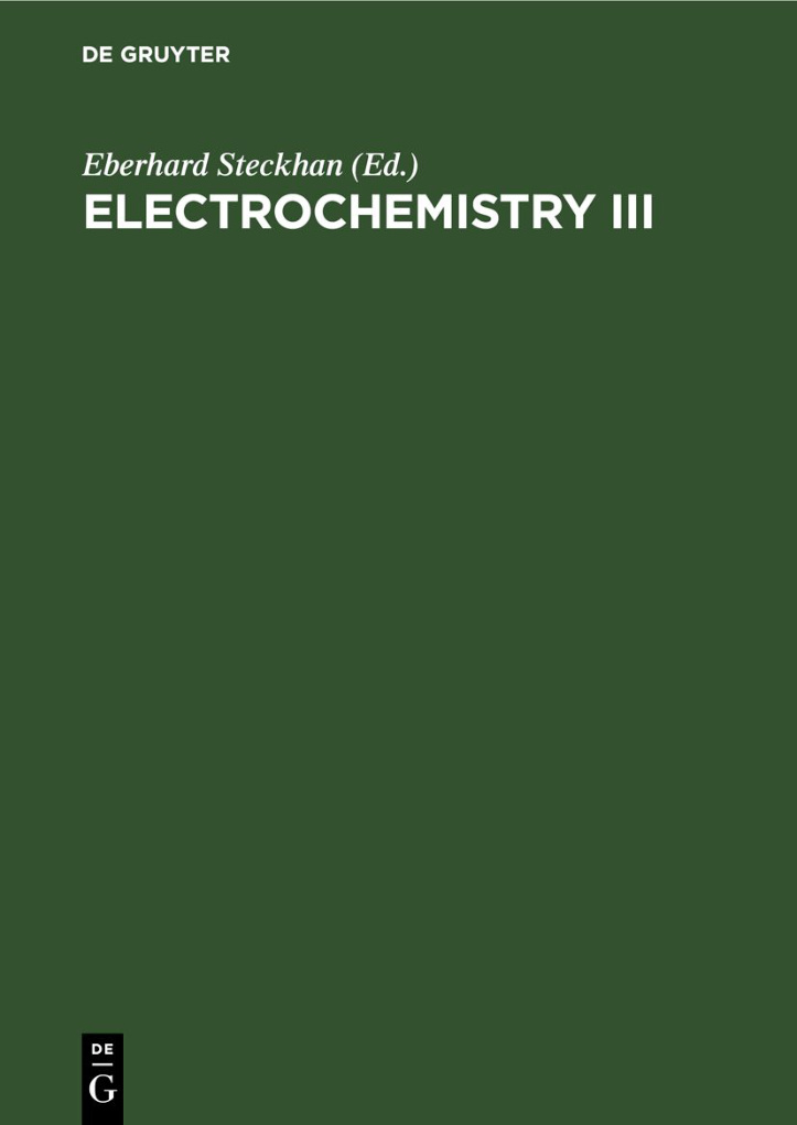 Electrochemistry III German Edition Eberhard Steckhan Kitap Kapağı