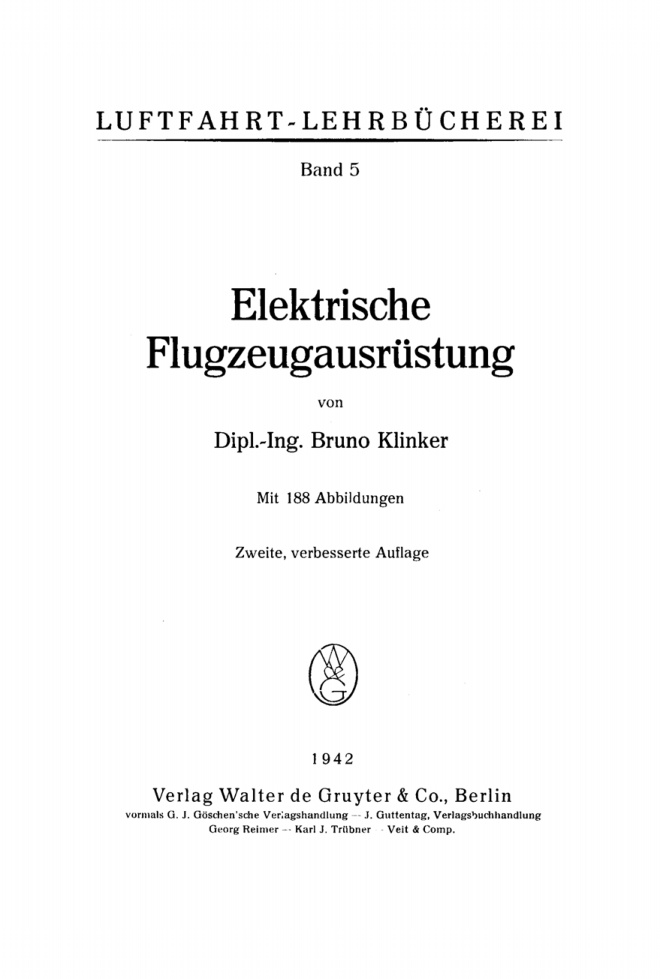 Elektrische Flugzeugausrustung German Edition Bruno Klinker Kitap Kapağı